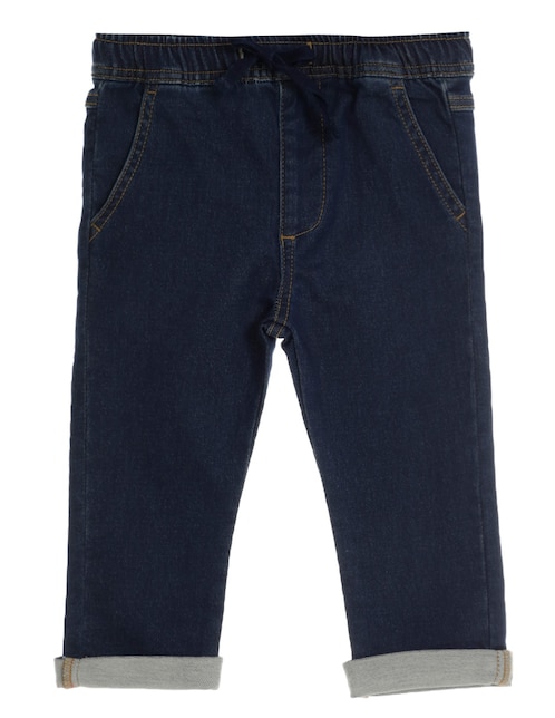Jeans jogger slim lavado obscuro para niño 1
