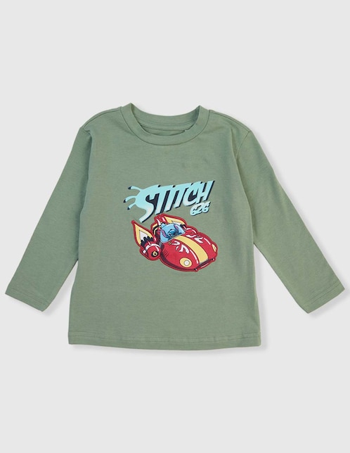 Playera Disney DTR Stitch manga larga para niño