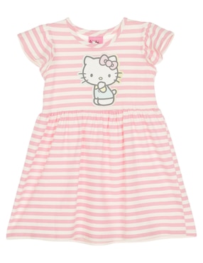 Vestido Hello Kitty Manga Volantes Para Niña