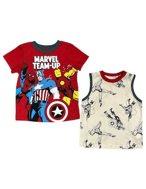 Set Playera Marvel Mana Corta Para Niño