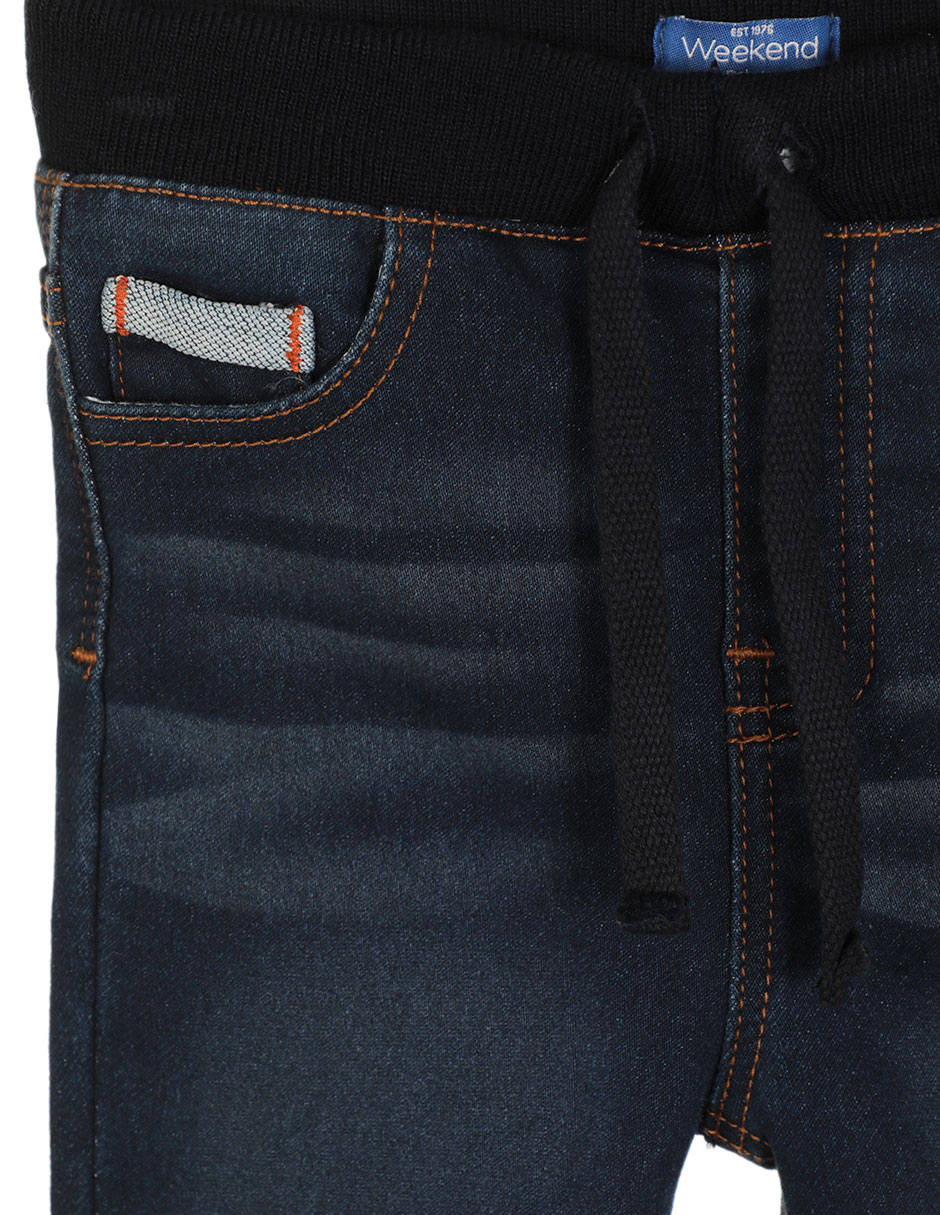 Jeans jogger straight lavado obscuro para niño 3