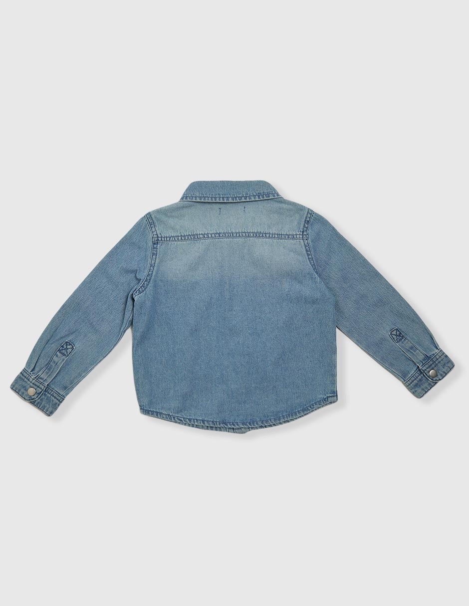 Camisa casual de mezclilla manga larga para niño 2