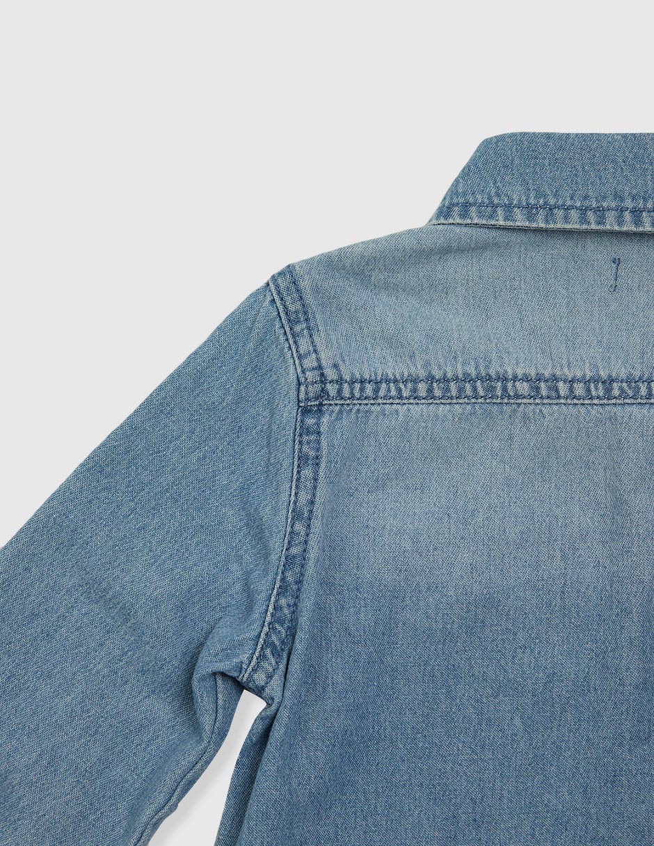 Camisa casual de mezclilla manga larga para niño 5