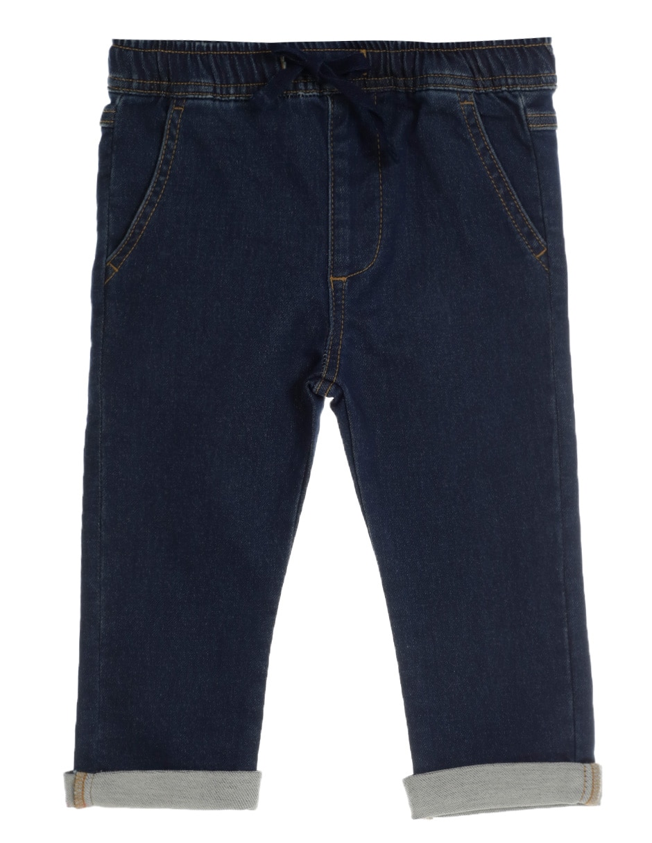 Jeans jogger slim lavado obscuro para niño 1