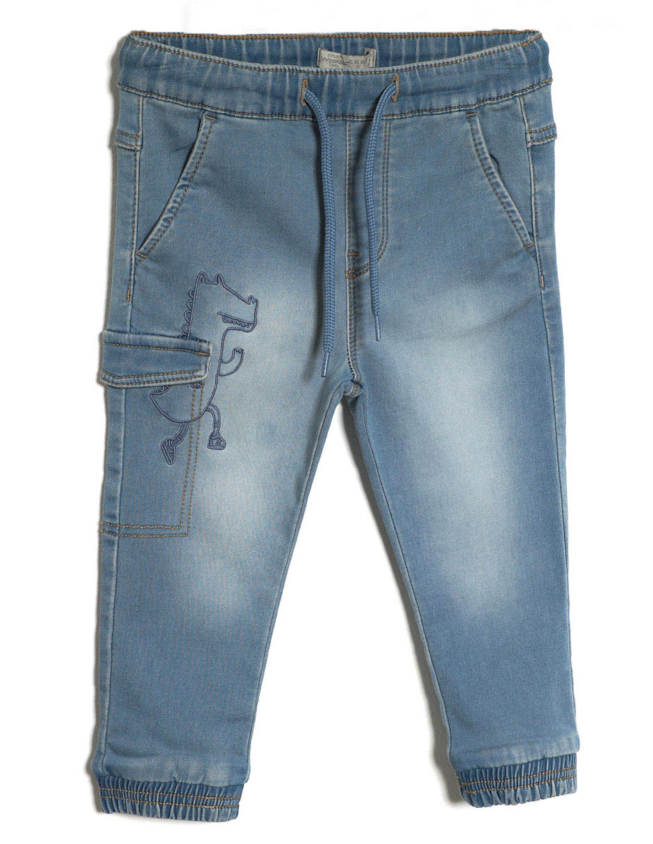 Jeans cargo slim deslavado para niño Jeans cargo slim deslavado para niño