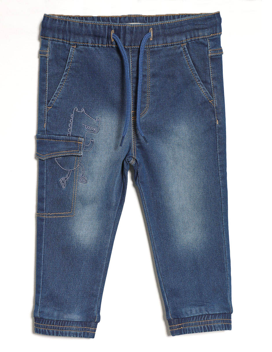 Jeans cargo slim deslavado para niño 1