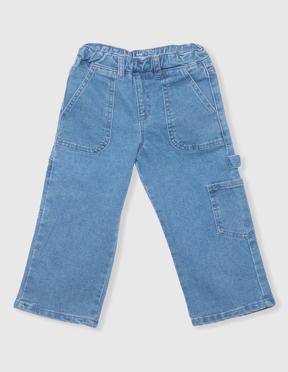Jeans cargo straight lavado claro para niña 1