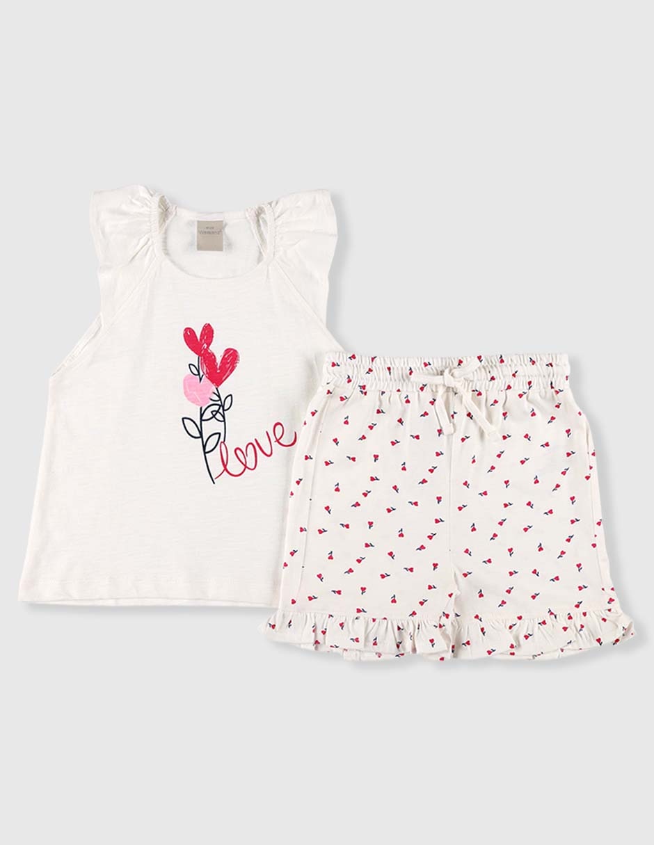 Conjunto casual de algodón para bebé niña 2 piezas Conjunto casual de algodón para bebé niña 2 piezas