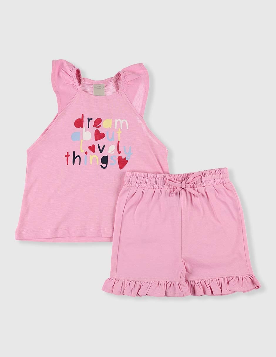 Conjunto casual de algodón para bebé niña 2 piezas Conjunto casual de algodón para bebé niña 2 piezas