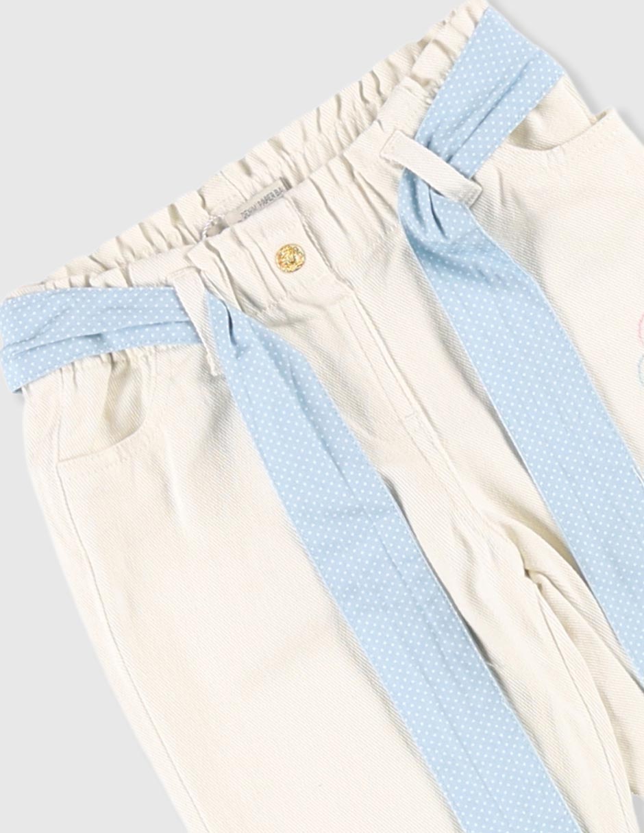 Jeans jogger amplio lavado claro para niña 3