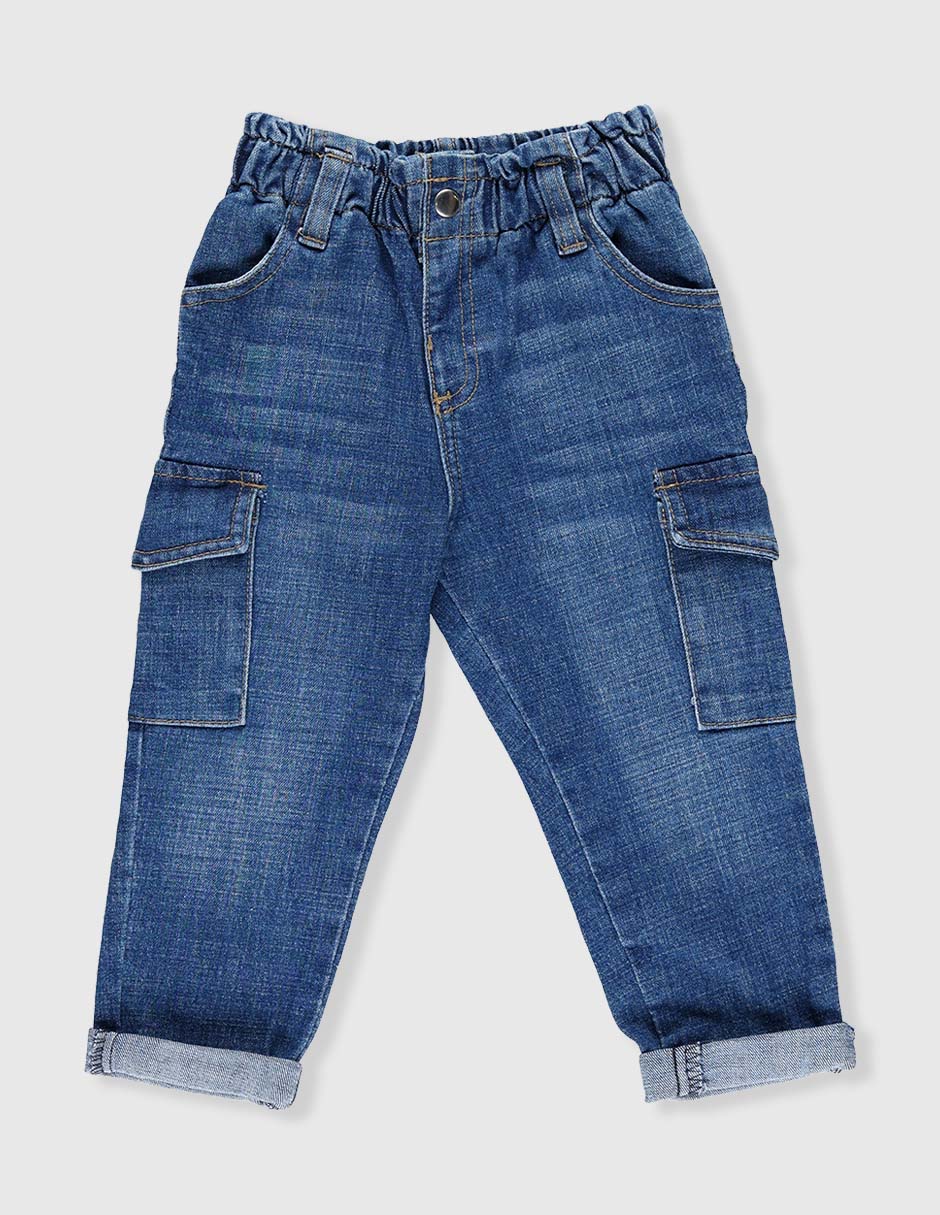 Jeans cargo straight deslavado para niño Jeans cargo straight deslavado para niño