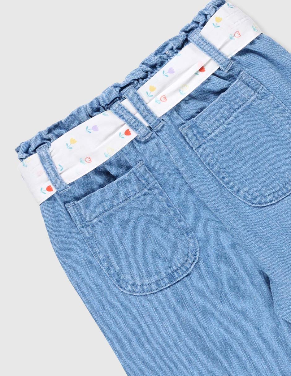 Jeans jogger straight lavado claro para bebé niña 4