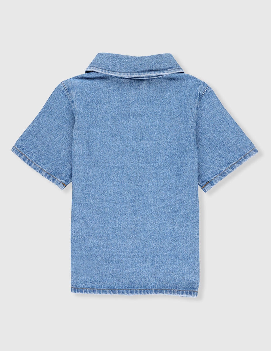 Camisa casual de mezclilla manga corta para niño 2