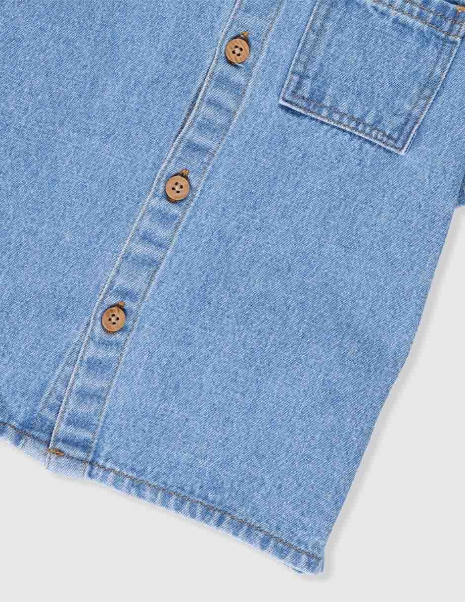 Camisa casual de mezclilla manga corta para niño 4