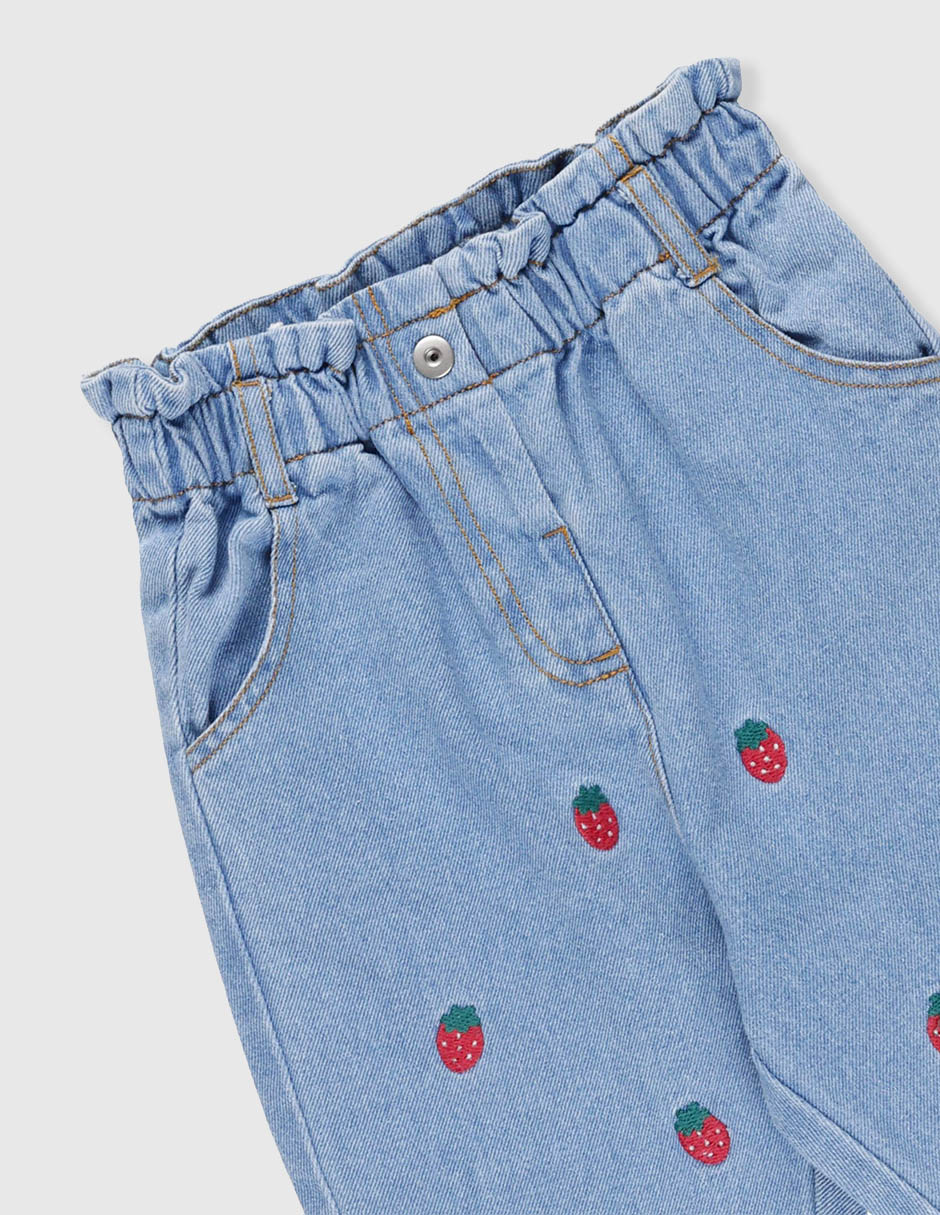 Jeans straight lavado claro para niña 3