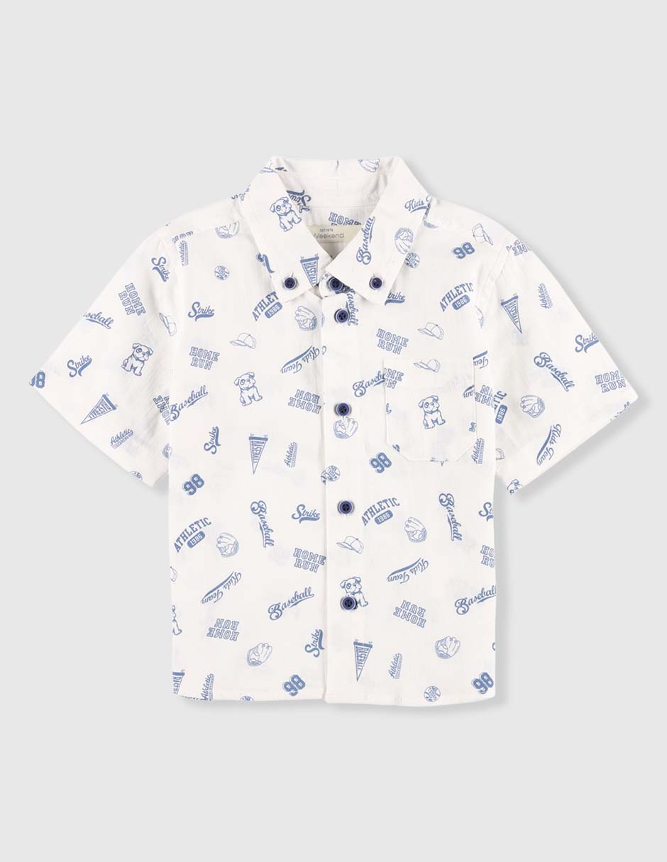 Camisa casual de algodón manga corta para niño Camisa casual de algodón manga corta para niño
