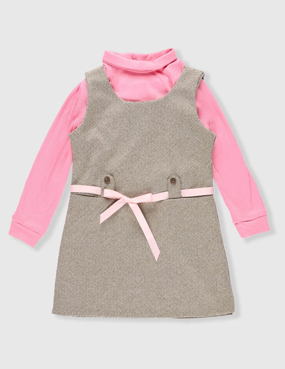 Conjunto vestido manga regular para niña 5